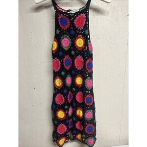 H&M Coachella Dress Size 6 Crochet Festival Knit Colorful Boho